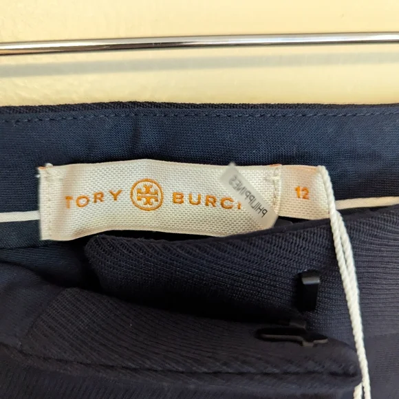 Tory Burch Navy Pleated Trousers - Picture 3 of 4